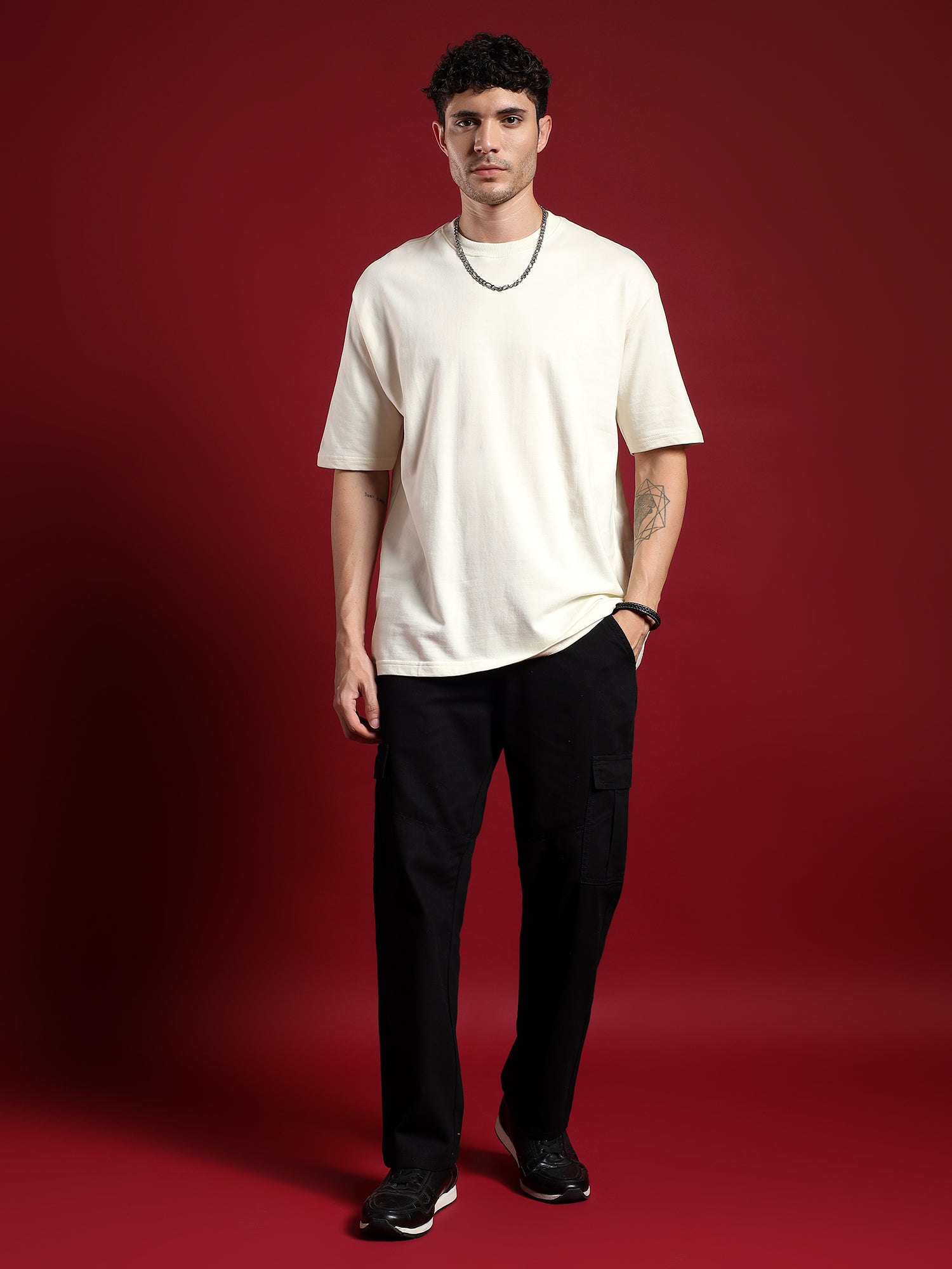 Core Essential unisex  Oversized T-Shirt-Ivory Frost(off white)