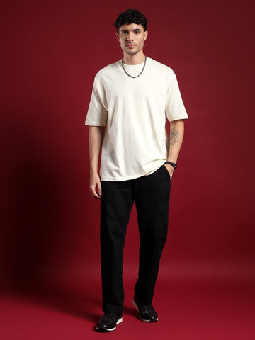 Core Essential unisex  Oversized T-Shirt-Ivory Frost(off white)