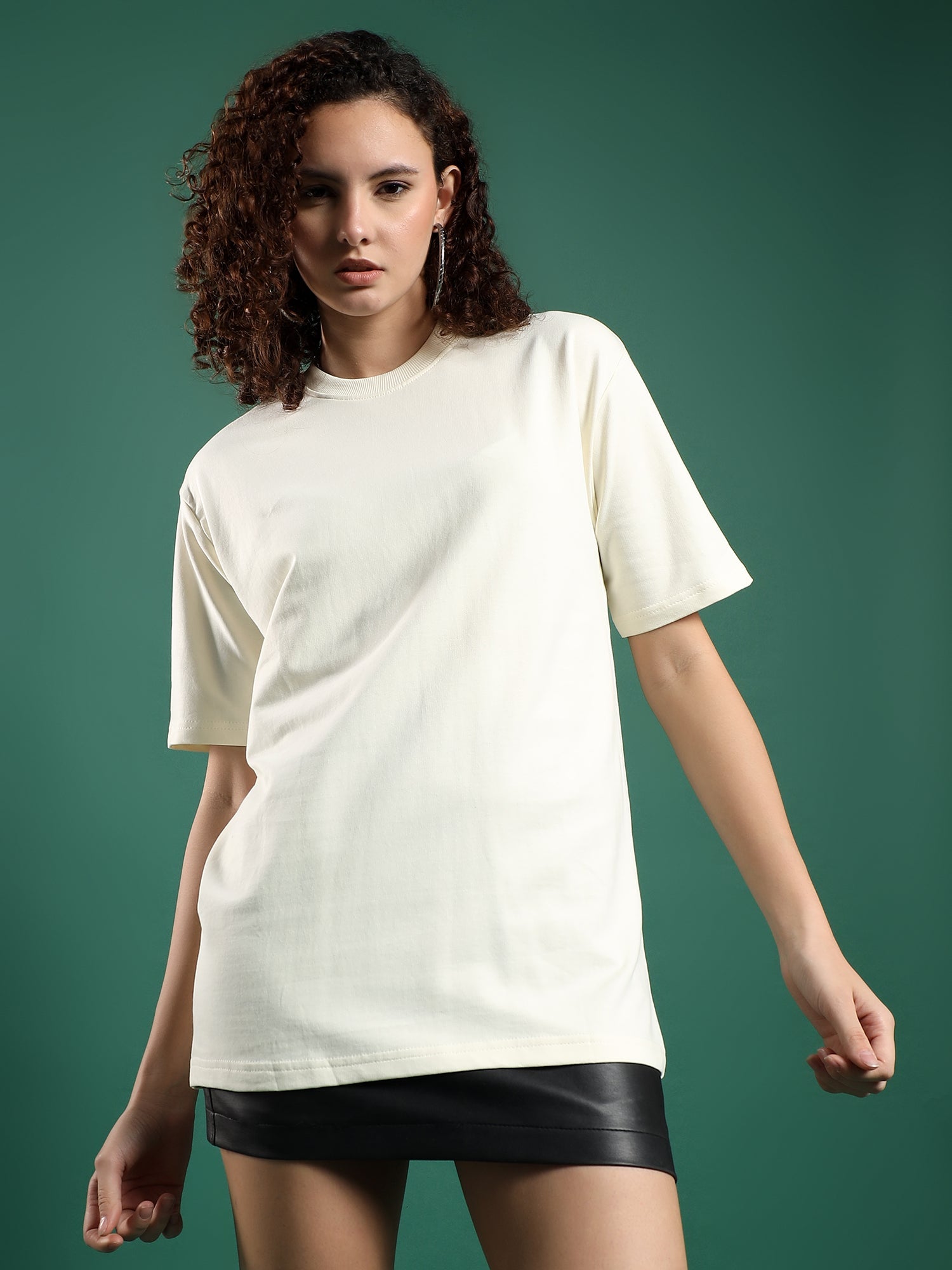Core Essential unisex  Oversized T-Shirt-Ivory Frost(off white)