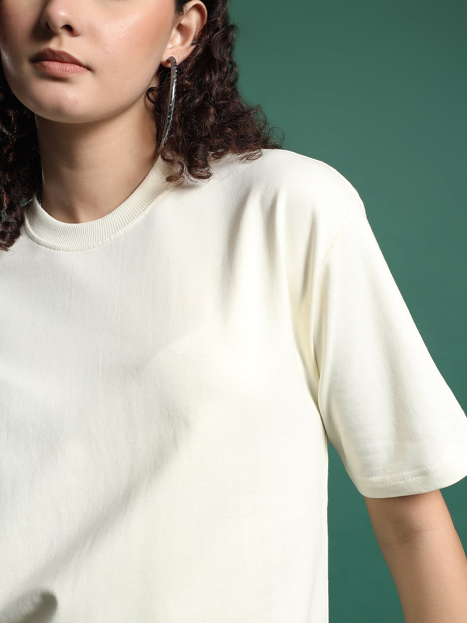 Core Essential unisex  Oversized T-Shirt-Ivory Frost(off white)