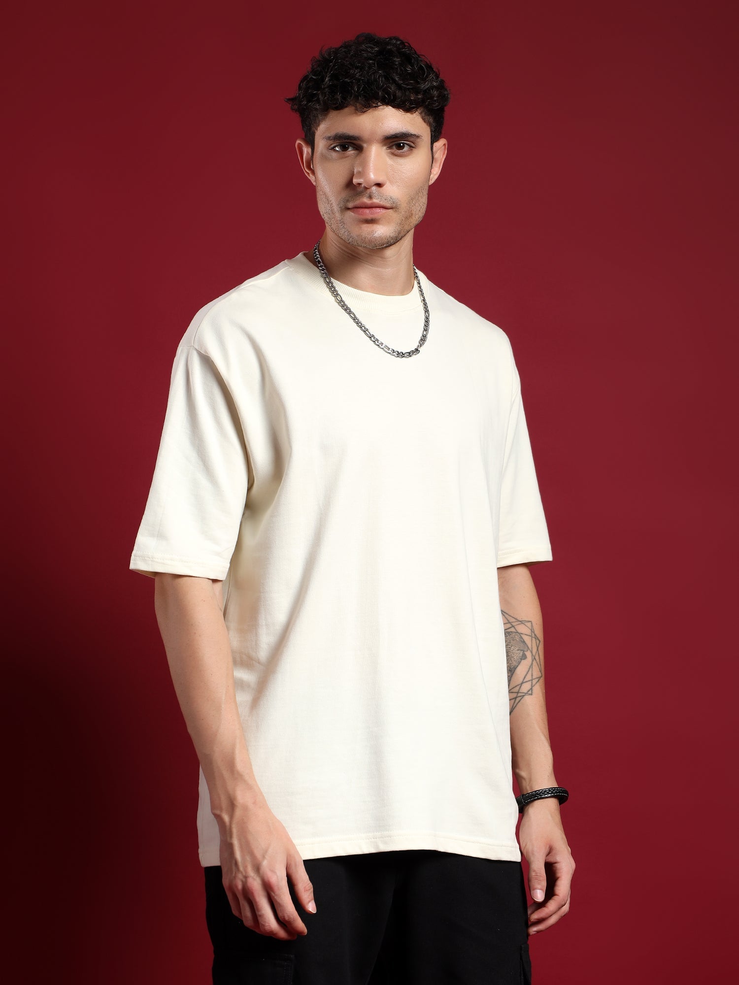 Core Essential unisex  Oversized T-Shirt-Ivory Frost(off white)