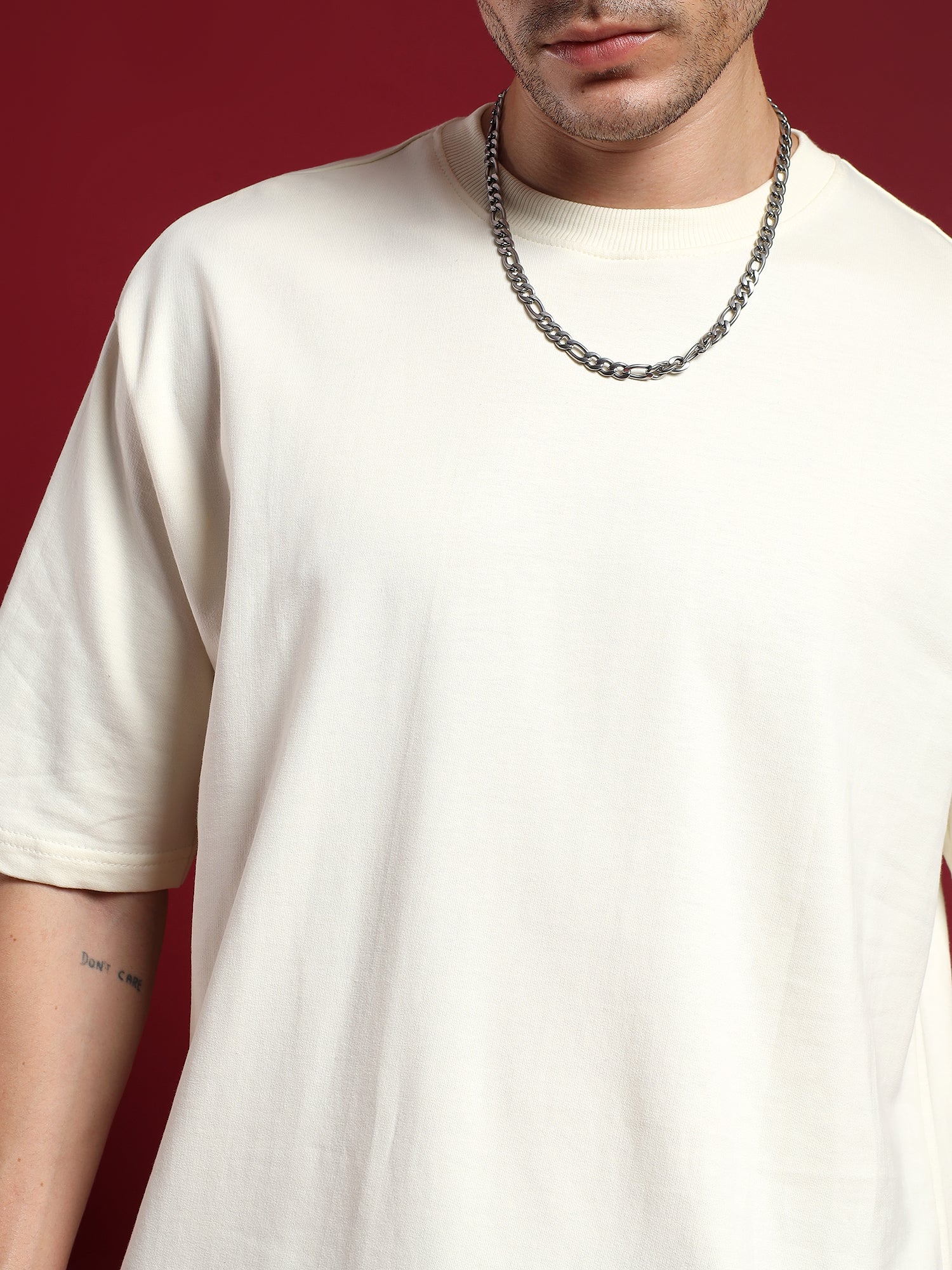 Core Essential unisex  Oversized T-Shirt-Ivory Frost(off white)