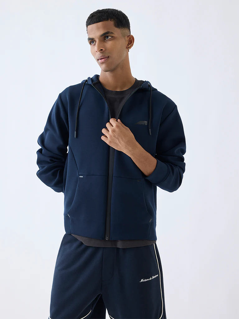 Casual Navy Cotton Coat