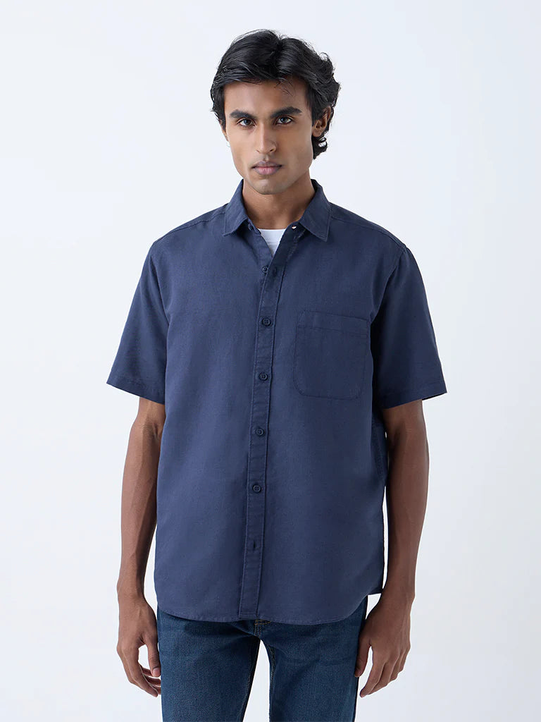 Men’s Blue Striped Cotton Shirt – Summer Casual Look