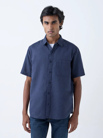 Men’s Blue Striped Cotton Shirt – Summer Casual Look