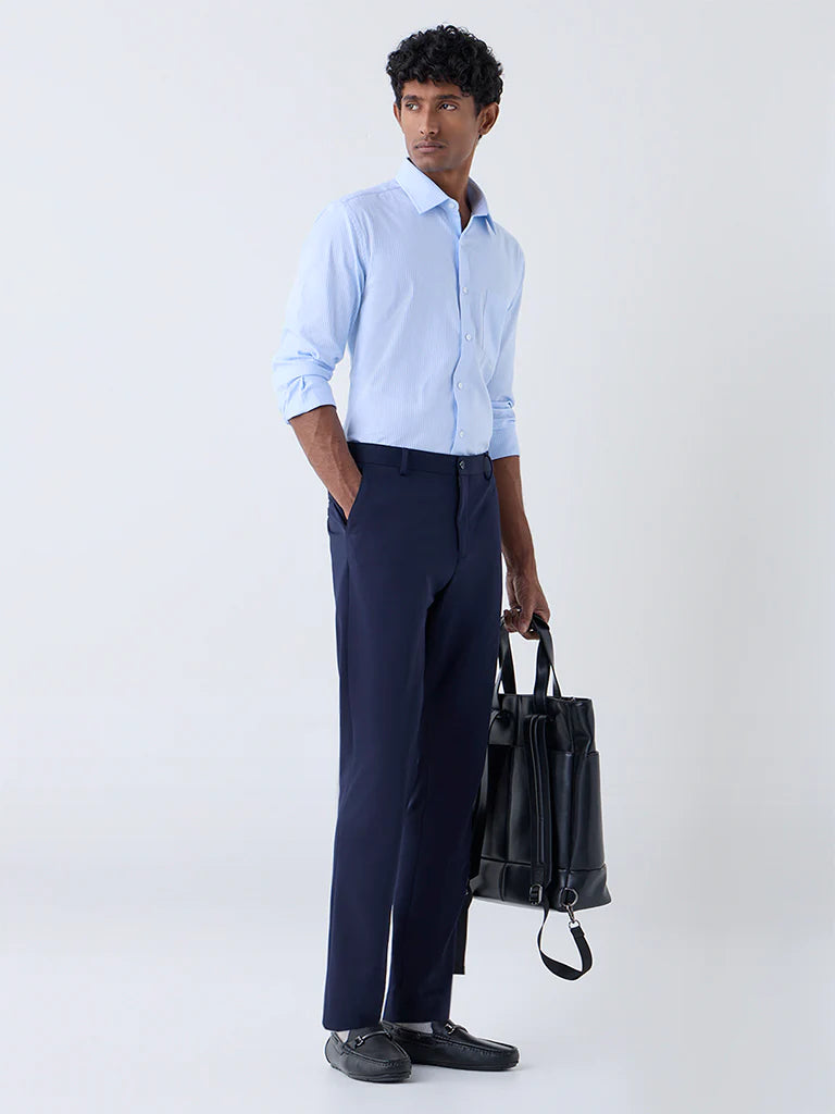 Men’s Blue Striped Cotton Shirt